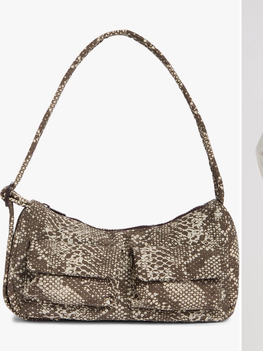 BAGGU Brown Snakeskin-Print Shoulder Bag